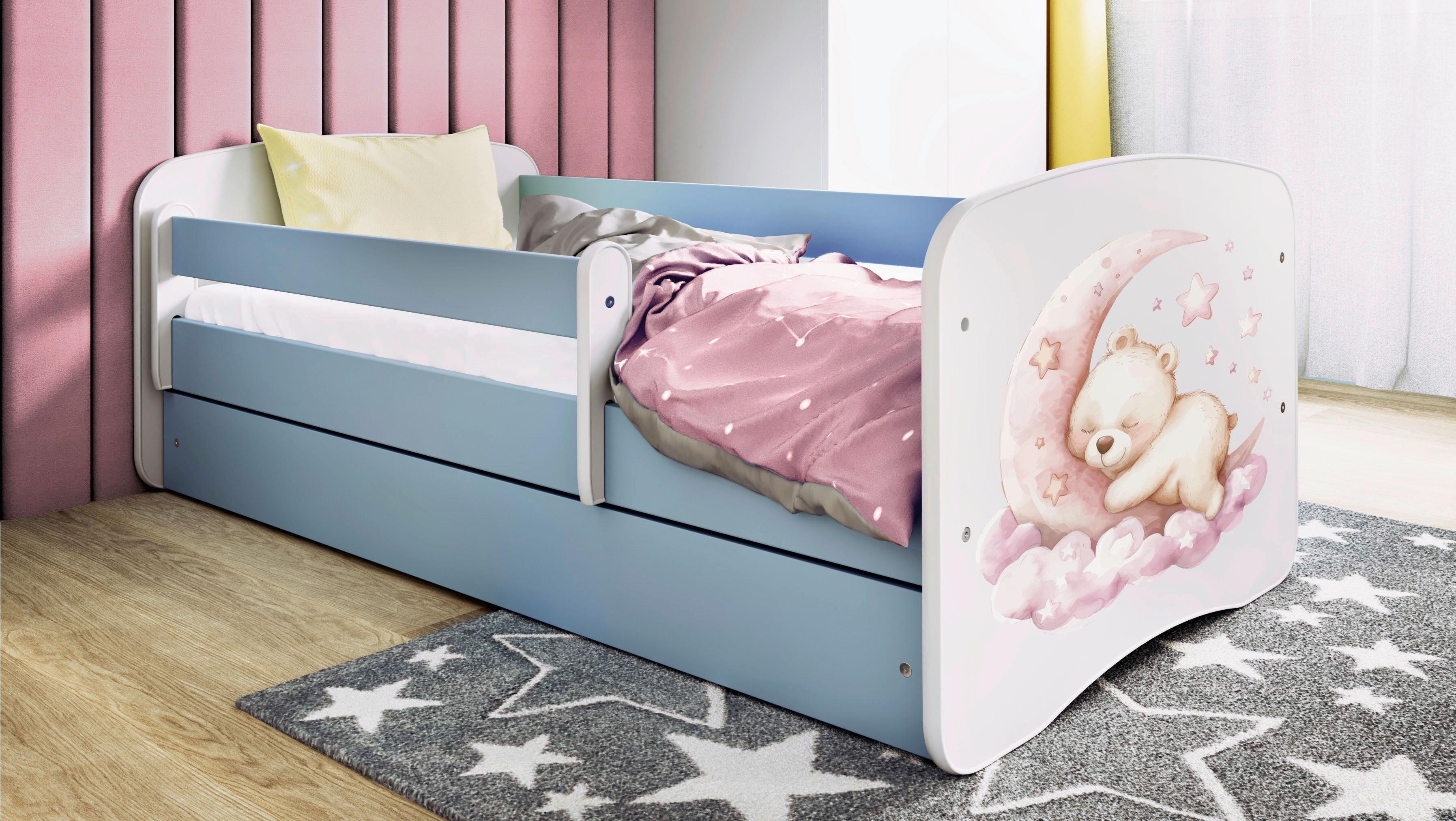 Kinder-/Juniorbett Babydreams inkl. Matratze 80x160 - Blau/Birkefarben, MODERN, Holz/Holzwerkstoff (80/160cm) - MID.YOU