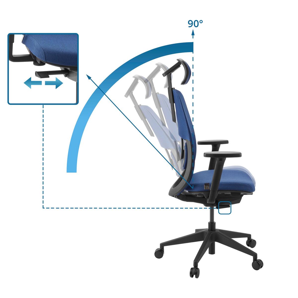 DREHSTUHL Skandis Pro Blau B: 71cm - Blau/Schwarz, MODERN, Kunststoff/Textil (71/131/66cm) - MID.YOU