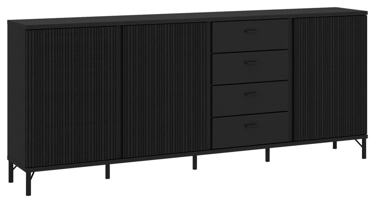 Tálalószekrény Lusaka - fekete, Trend, faalapú anyag (200/87/40cm)