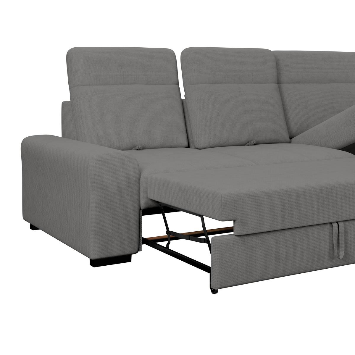 Ecksofa mit Bettfunktion Malaga new Chenille anthrazit - Anthrazit/Schwarz, KONVENTIONELL, Textil (286/203cm) - Ondega