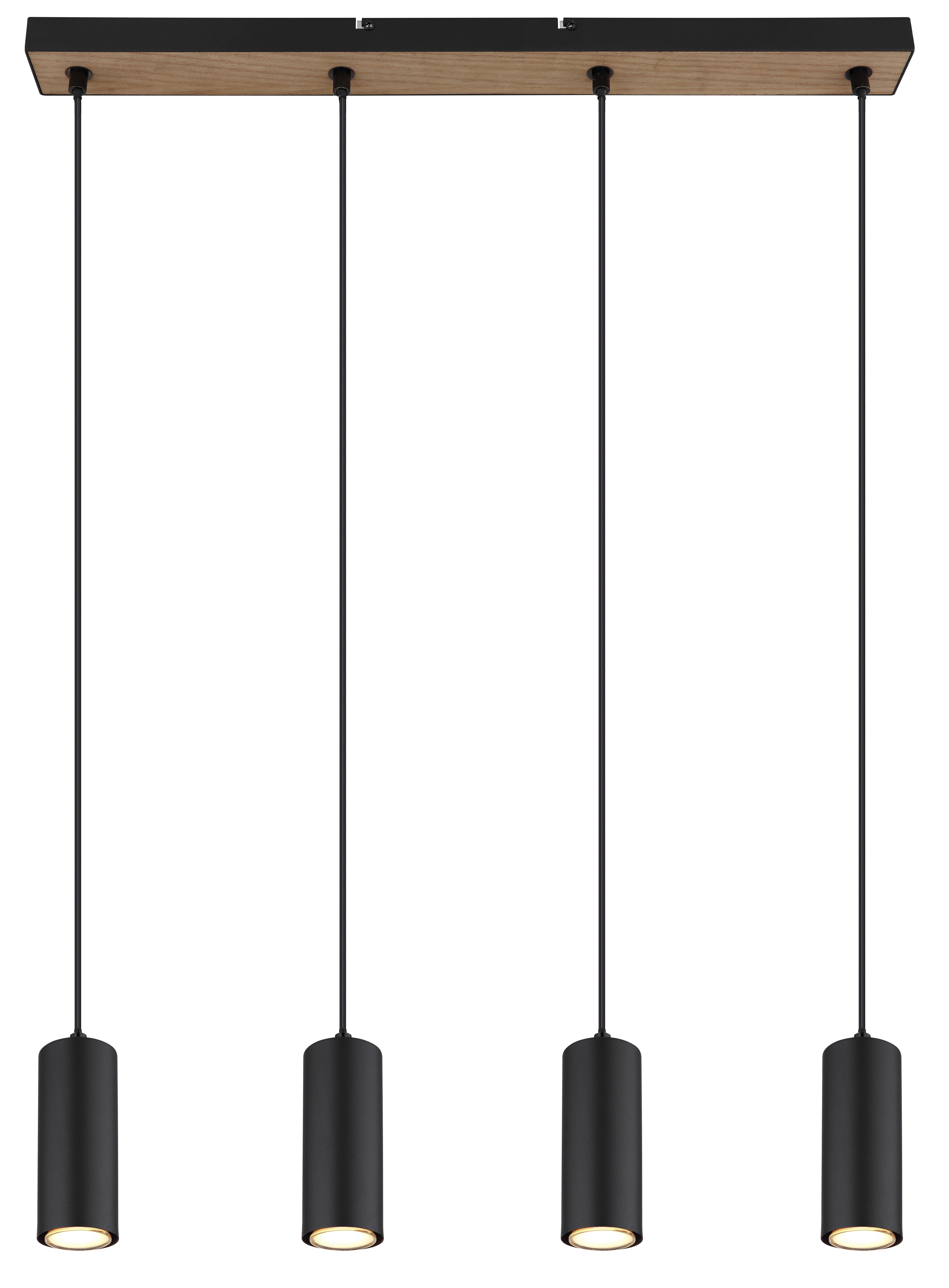 Hängeleuchte 57911-4hbw - Schwarz, Design, Holzwerkstoff/Metall (65/6/120cm) - Globo