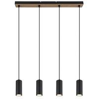 Hängeleuchte 57911-4hbw - Schwarz, Design, Holzwerkstoff/Metall (65/6/120cm) - Globo