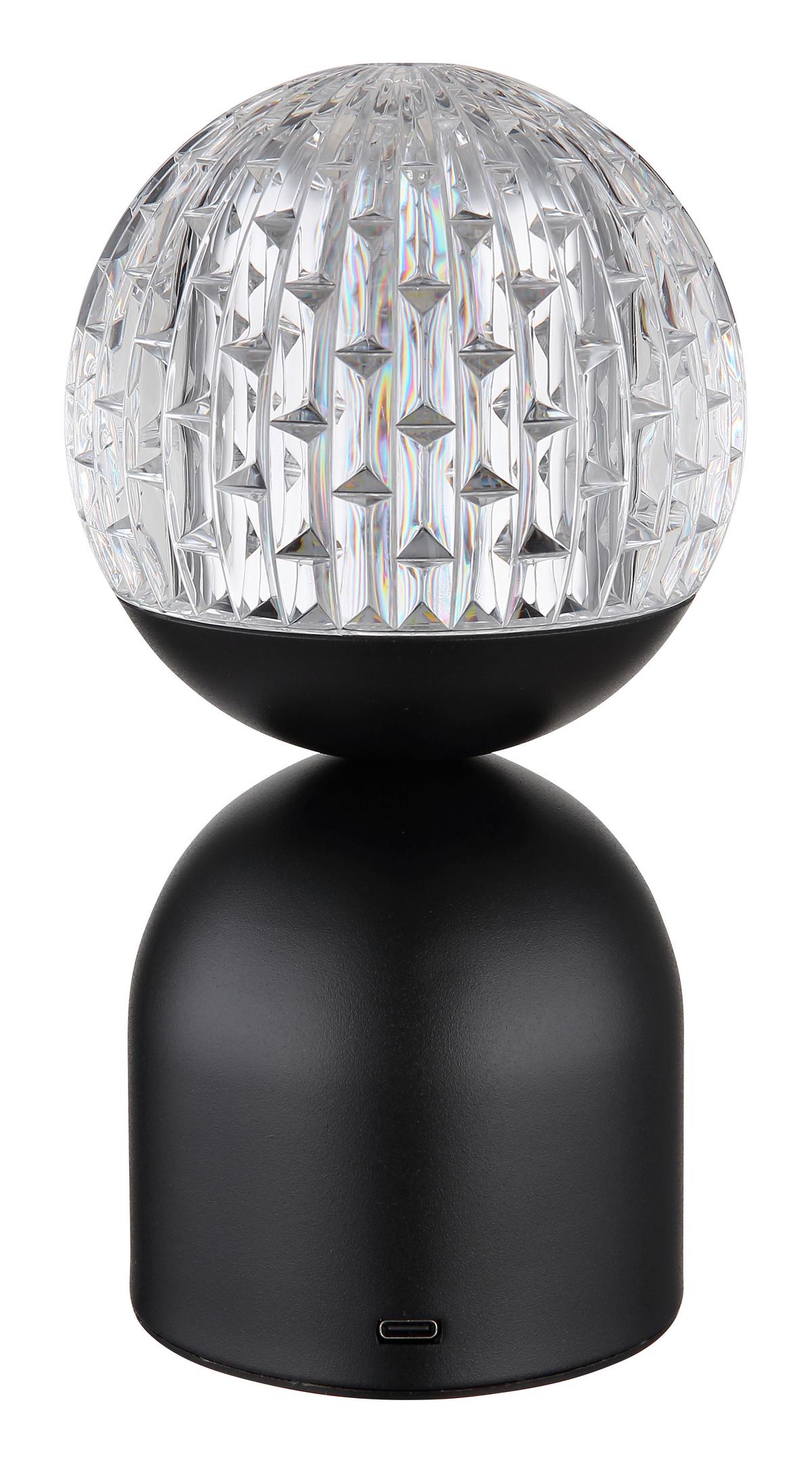 Akku-tischleuchte 21007s - Klar/Schwarz, Basics, Kunststoff/Metall (10,5/20cm) - Globo