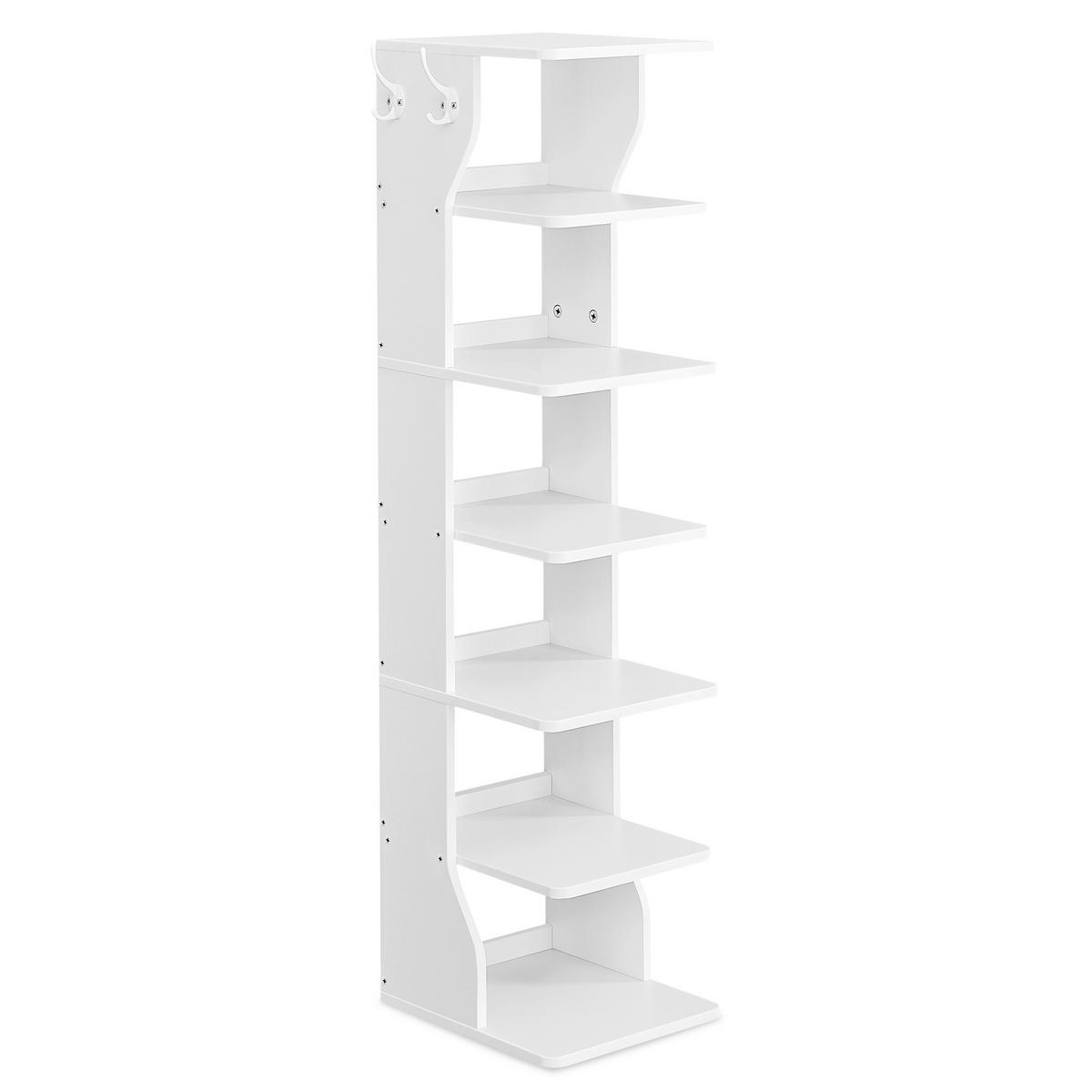 Schuhregal Weiß B: 26,4 cm - Weiß, Trend, Holzwerkstoff (26,4/110,4/30cm) - MID.YOU