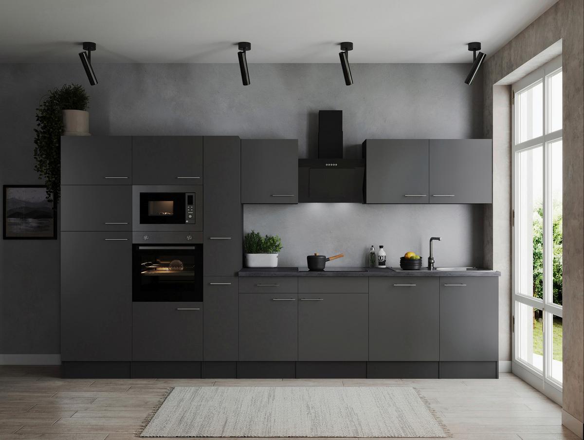 Küchenblock Oliver Grau B: 370 Cm - Grau, Design, Holzwerkstoff (370cm) - Respekta