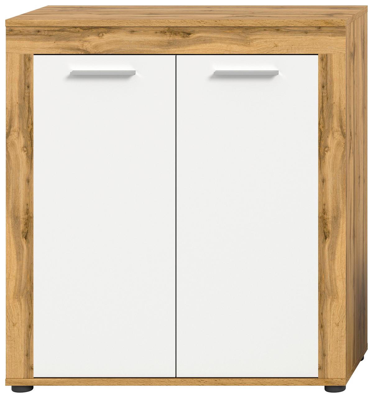 Highboard Jam Weiß B: 80 Cm - Eiche Wotan/Schwarz, Design, Holzwerkstoff (80/88/35cm) - MID.YOU