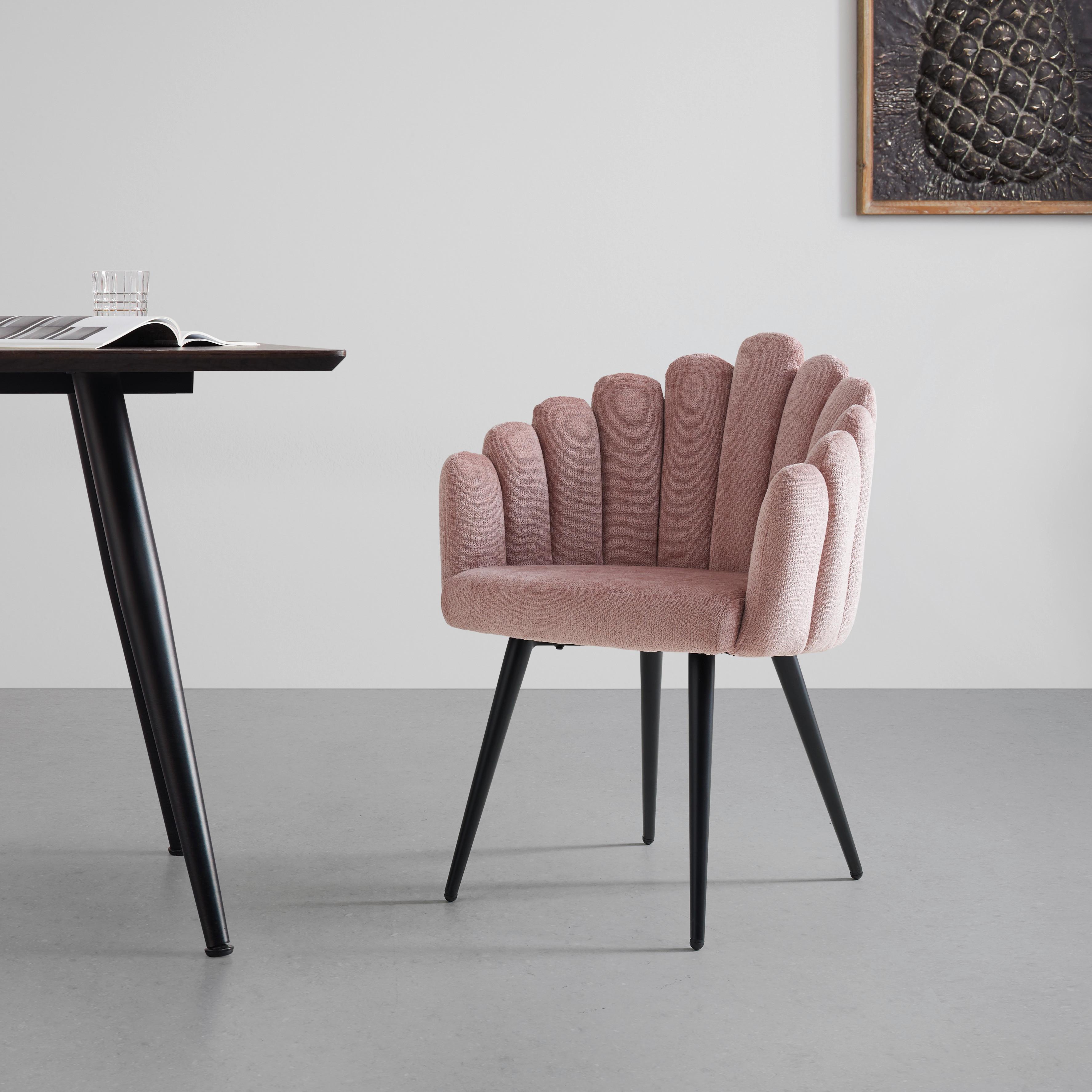 Jedálenské kreslo SIBYL ružová - čierna/ružová, Romantik / Landhaus, kov/textil (63/84/58cm) - Premium Living