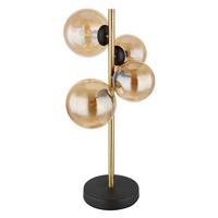 Led Asztali Lámpa 56135-4t - fekete/sárgarézszínű, Design, Üveg/fém (23,7/19,3/48cm) - Globo