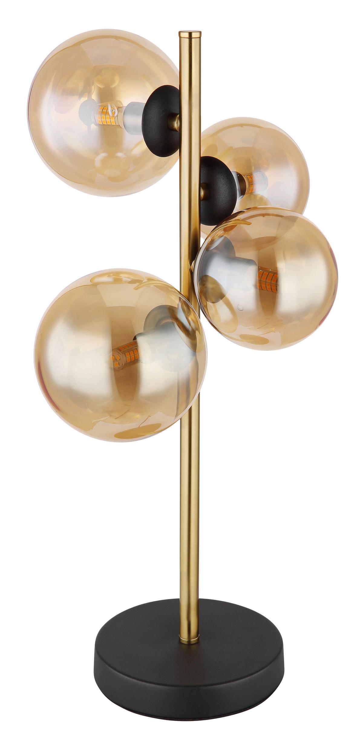 Led Asztali Lámpa 56135-4t - fekete/sárgarézszínű, Design, Üveg/fém (23,7/19,3/48cm) - Globo