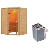 Sauna Grenoble mit interner Steuerung am Ofen - Naturfarben, MODERN, Holz (145/187/145cm) - Karibu