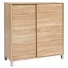 Schuhschrank Sonoma Eiche Dekor 2 Schiebetüren B: 100 cm - Silberfarben/Sonoma Eiche, KONVENTIONELL, Holzwerkstoff (100/108/37,5cm) - MID.YOU