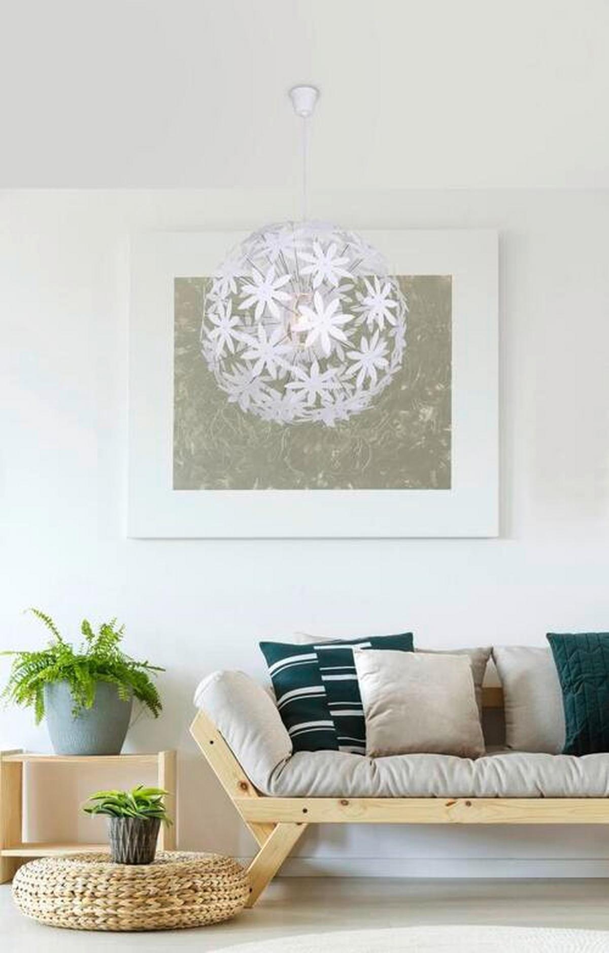 Hängeleuchte Stella H: 150 cm 1-Flammig, Blumen - Weiß, Basics, Kunststoff (60/150cm) - Globo