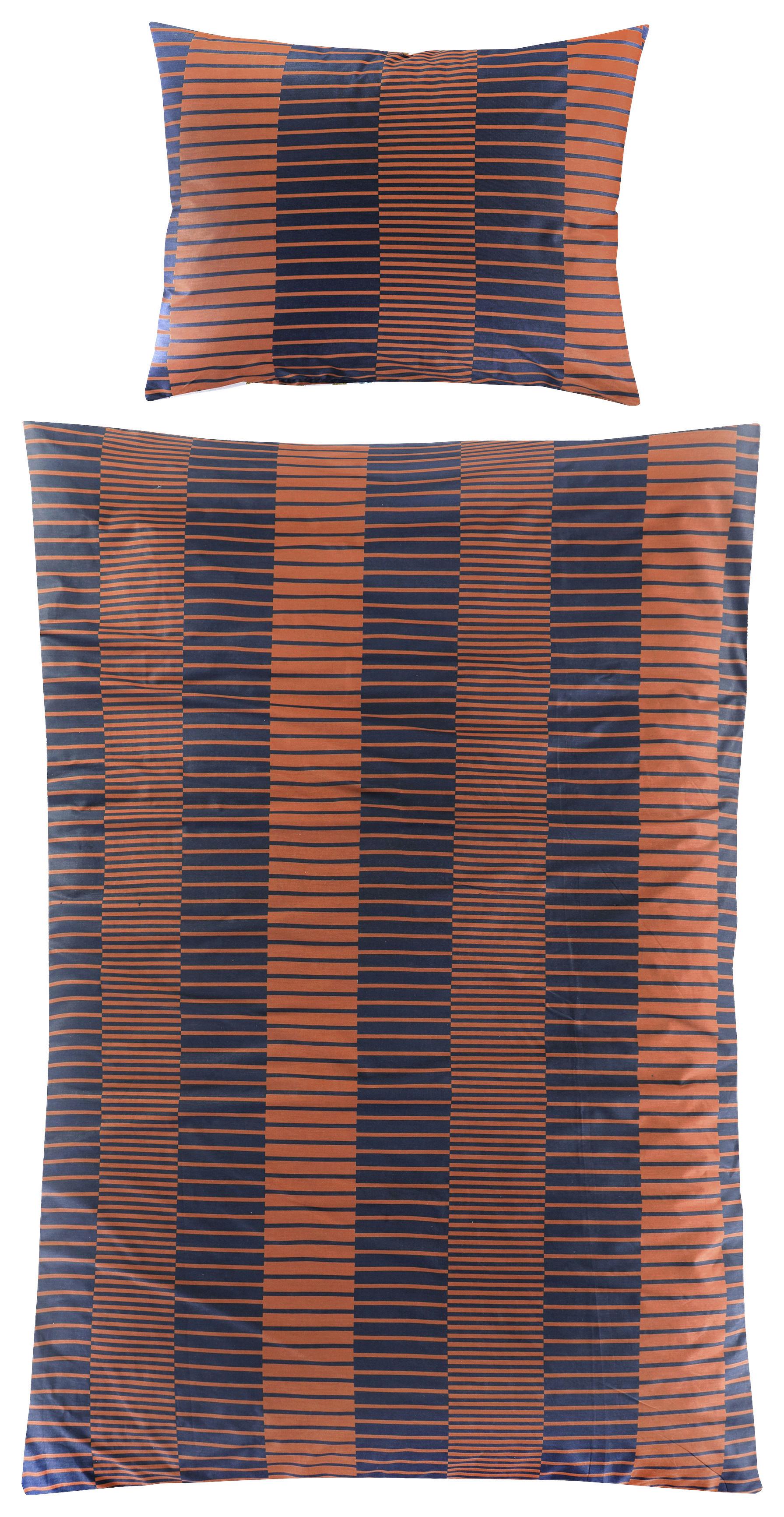 Bettwäsche Leila - Blau/Braun, MODERN, Textil (140/200cm) - Luca Bessoni