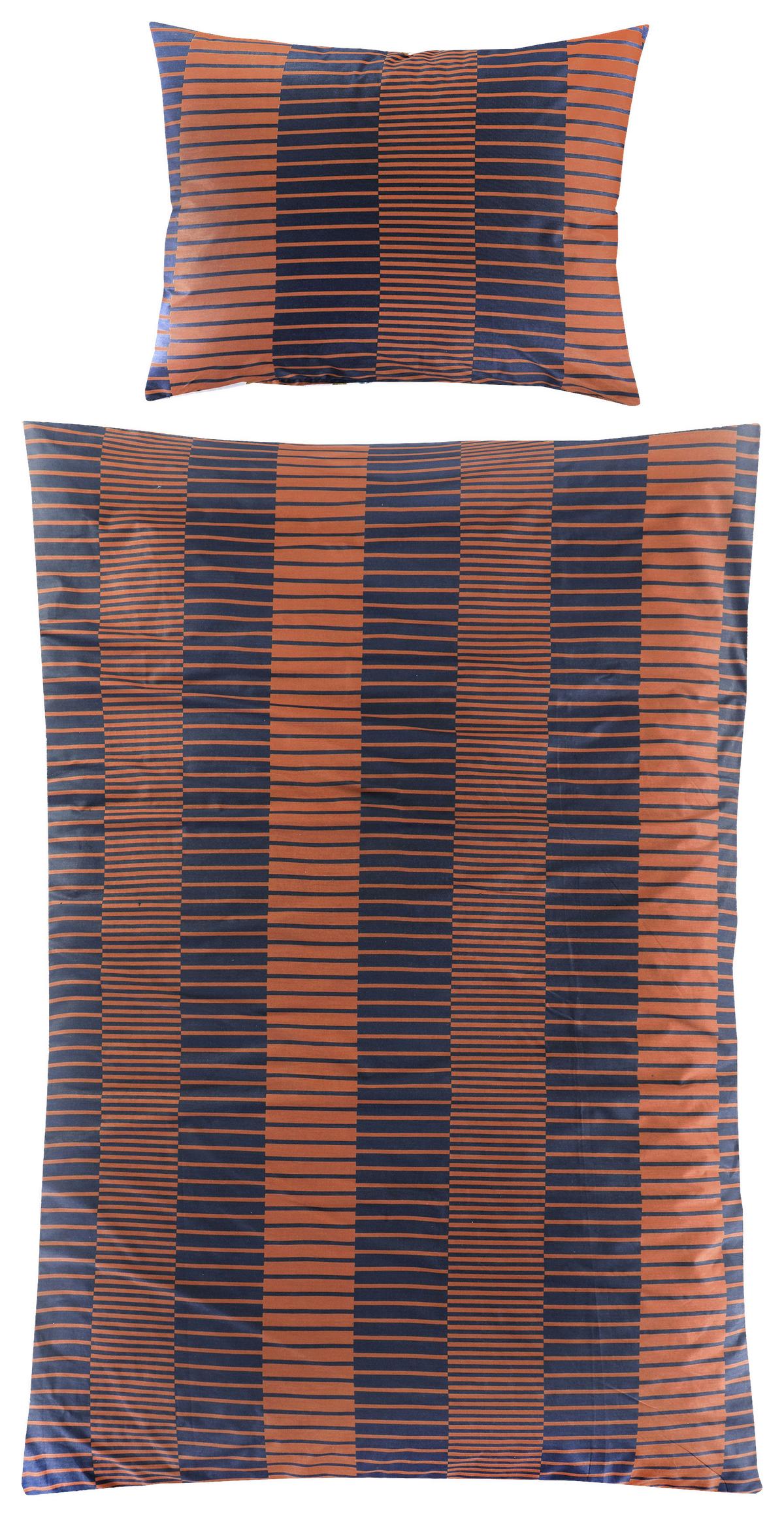 Bettwäsche Leila - Blau/Braun, MODERN, Textil (140/200cm) - Luca Bessoni