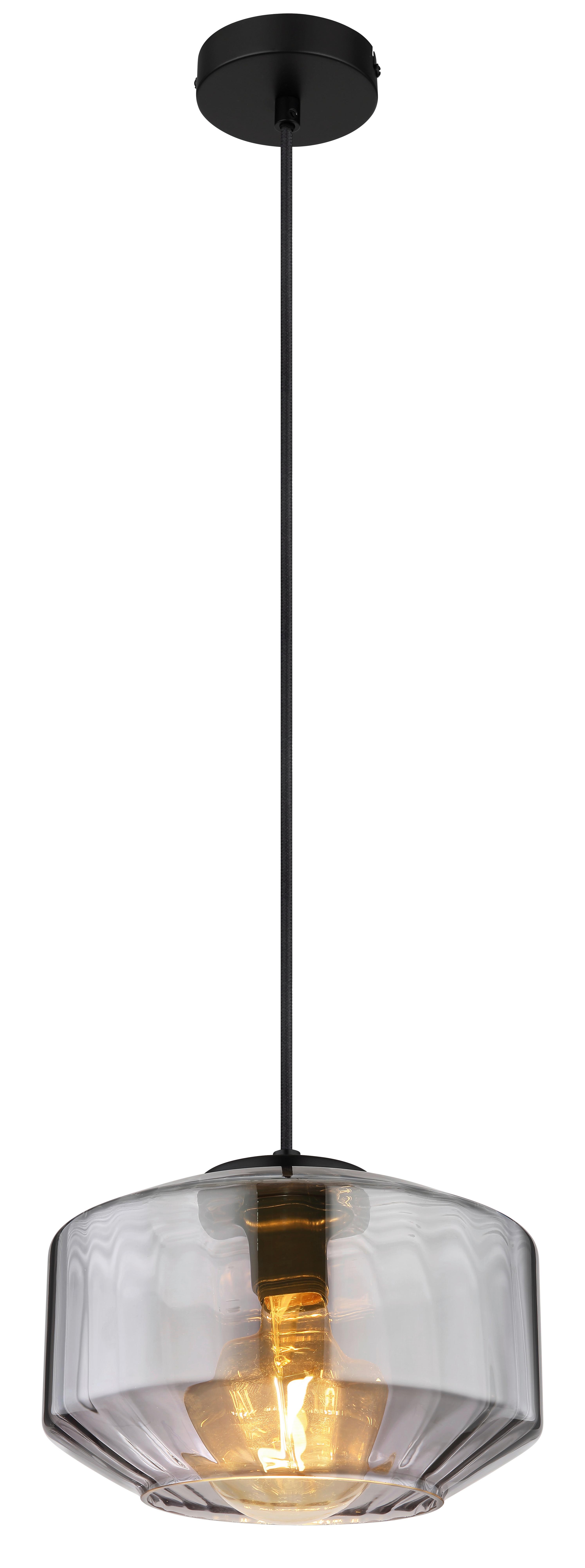 Hängeleuchte 15547h1 - Schwarz, Design, Glas/Metall (24/120cm) - Globo