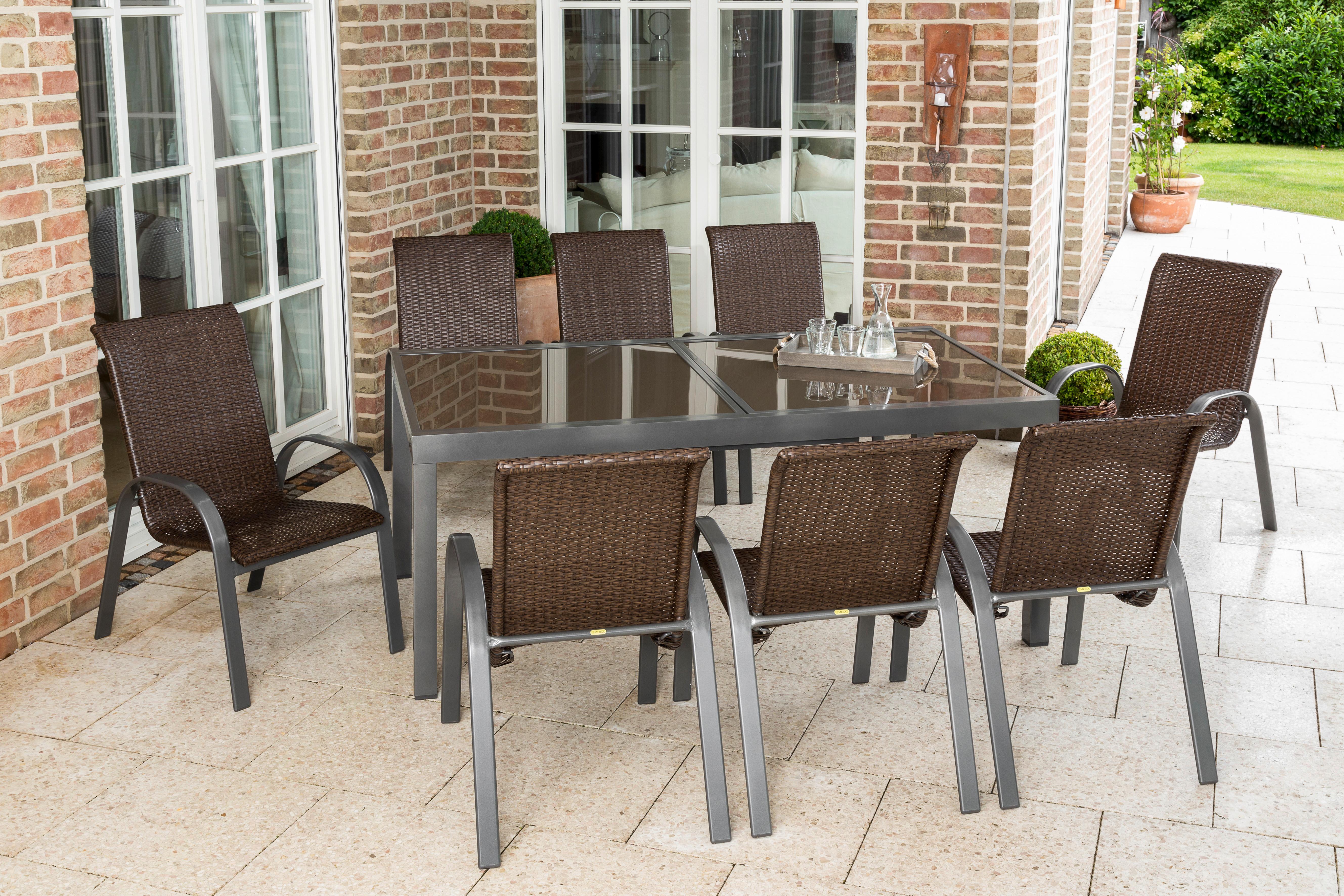 Gartenset Varese - Graphitfarben/Braun, MODERN, Kunststoff/Metall - Gardenson