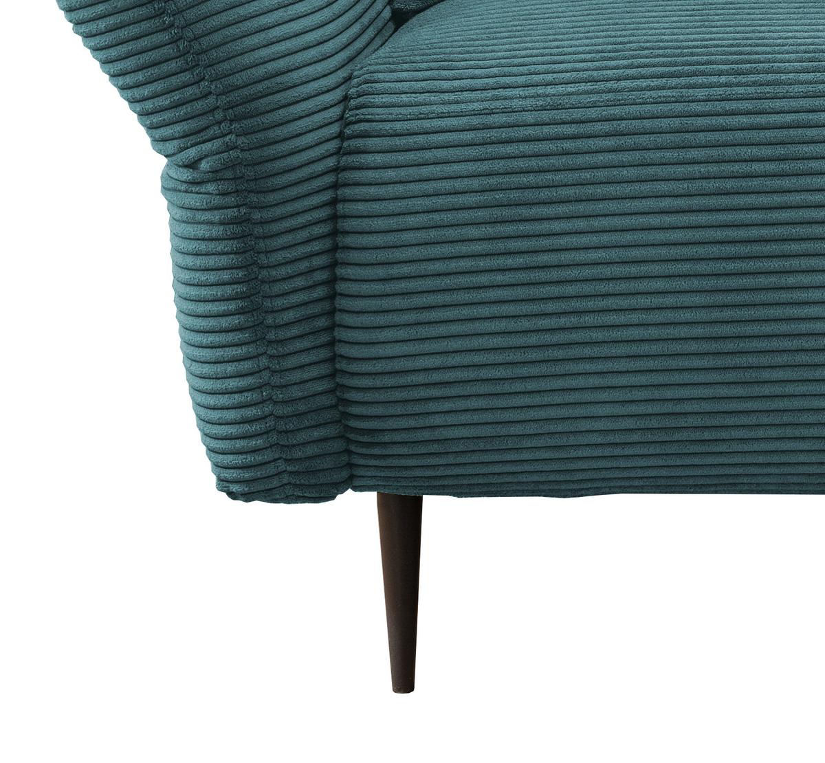 Ecksofa Vanilla Petrol S: 294x256 cm - Petrol/Schwarz, Design, Textil (294/256cm) - Livetastic