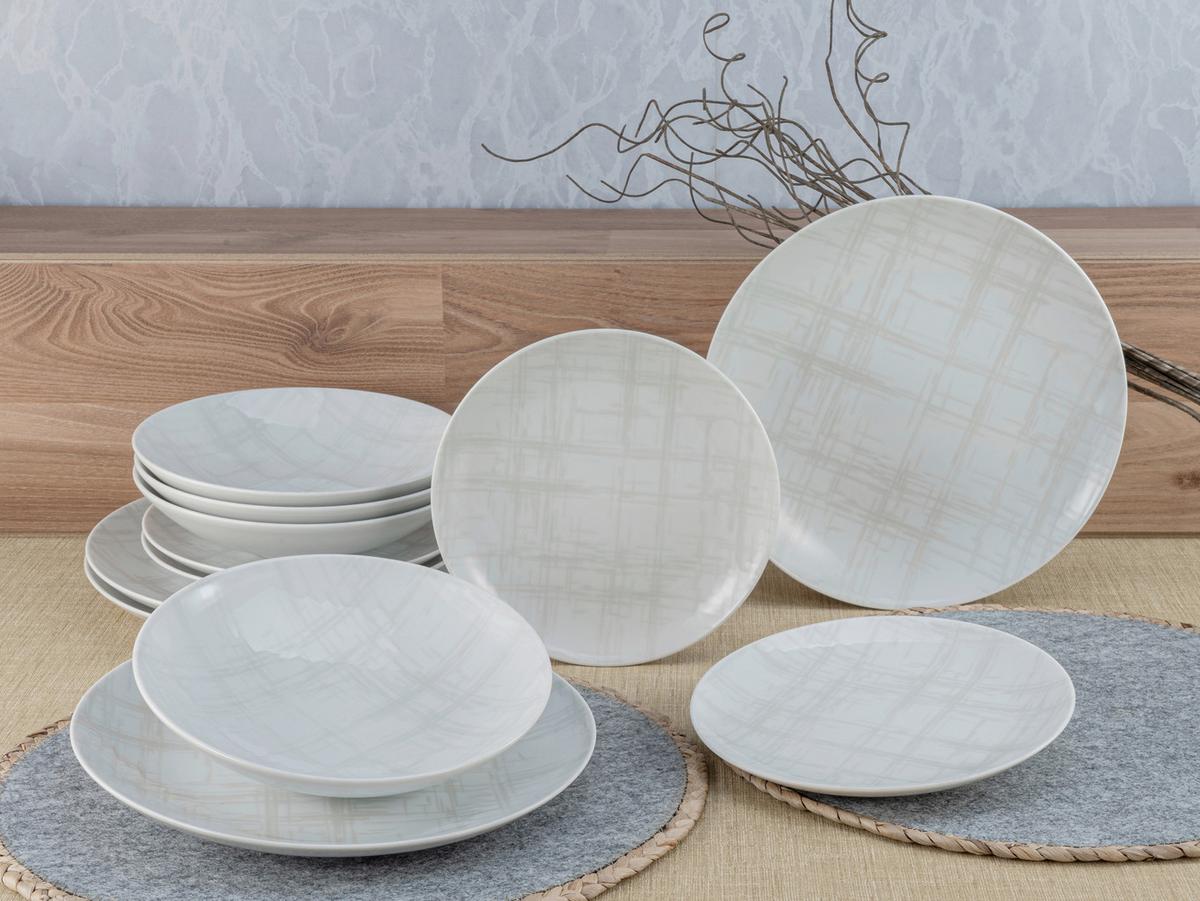 Tafelservice Keramik 4 Personen Geschirr Set - Multicolor/Weiß, Basics, Keramik - Creatable