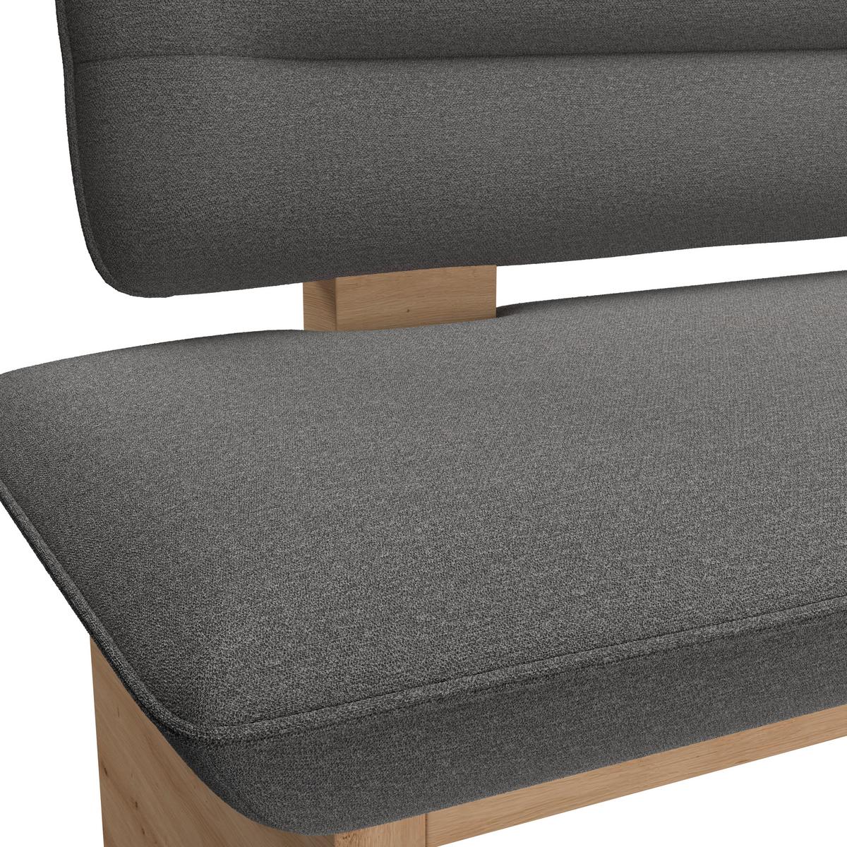 Sitzbank Beluna II Webstoff dunkelgrau, B: 140cm - Eichefarben/Dunkelgrau, KONVENTIONELL, Holzwerkstoff/Textil (140/87/67cm) - James Wood