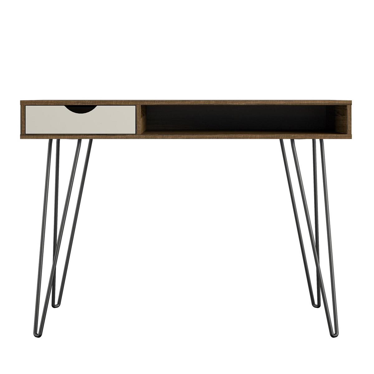 Schreibtisch Concord Grau, Eichefarben 104 cm - Eichefarben/Eiche grau, Design, Holzwerkstoff/Metall (104/77/49cm) - MID.YOU