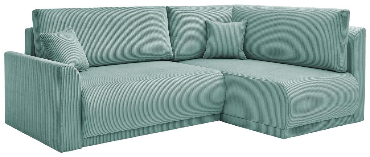 Rohová sedačka KIM L160, oboustr.,mátově zel.manšestr - černá/mátově zelená, Moderní, dřevo/textil (233/160cm)
