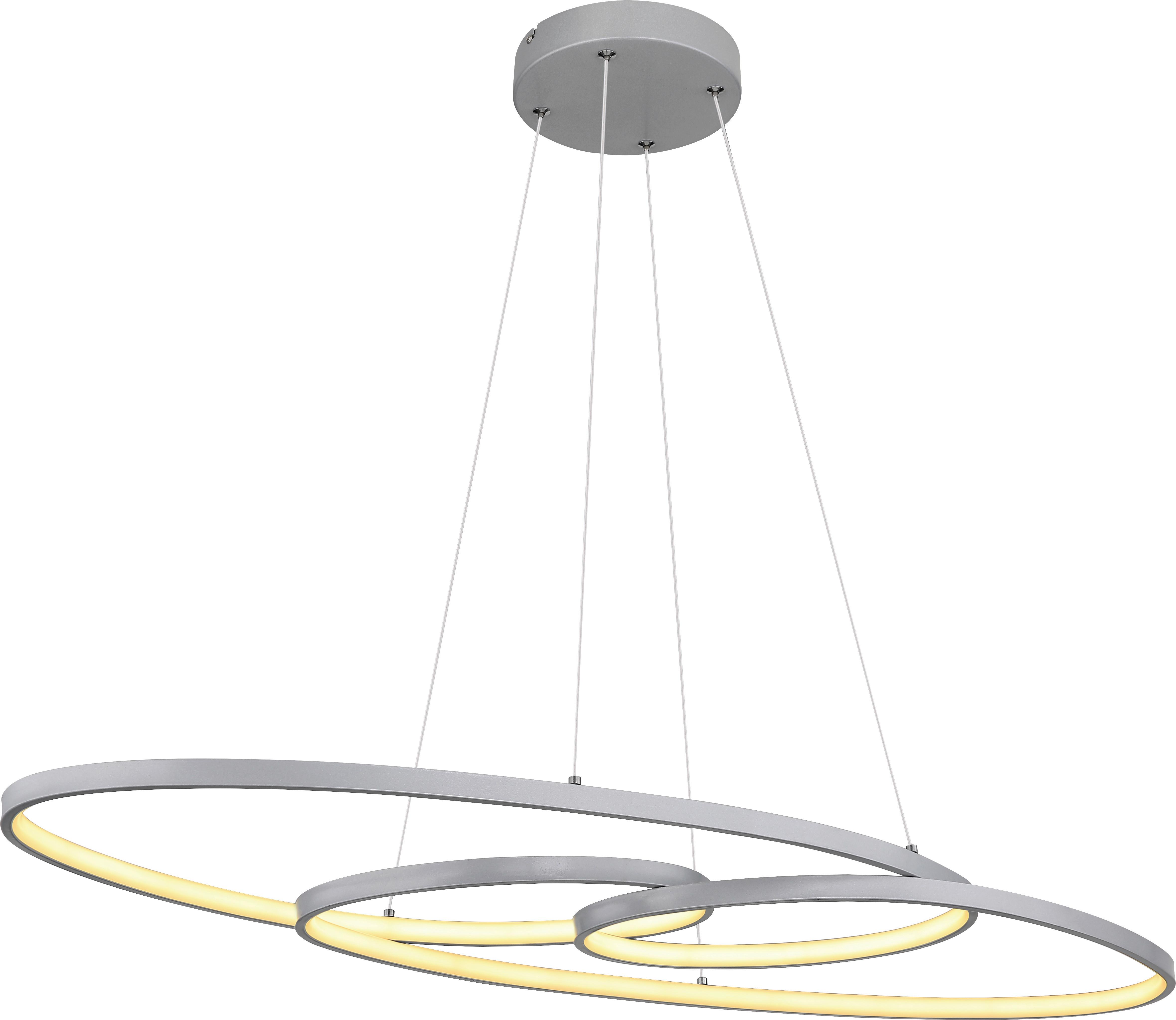 LED-Hängeleuchte Nuha - Silberfarben/Opal, MODERN, Kunststoff/Metall (100/36/120cm) - Luca Bessoni