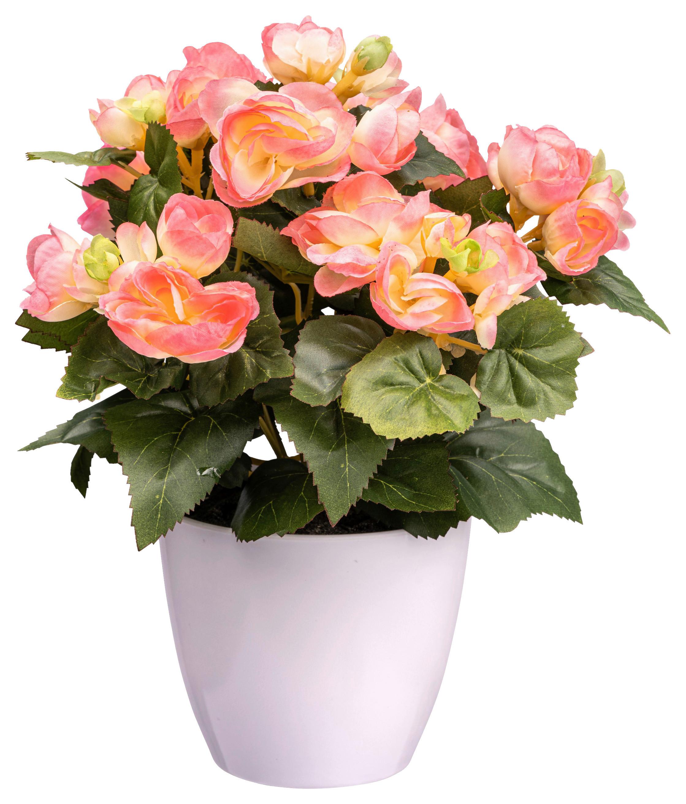 Kunstpflanze Blühpflanzen Rosa/Grün/Weiß, 28 cm - Rosa/Weiß, Design, Kunststoff (28cm) - P & B