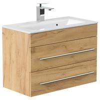 Badezimmer Portus Eiche Dekor B: 70,4 cm - Eichefarben/Weiß, MODERN, Keramik/Holzwerkstoff (70,4cm) - MID.YOU
