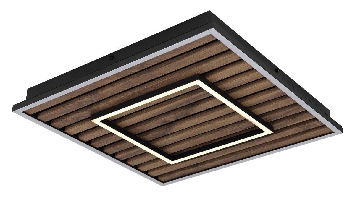 Led-deckenleuchte 67345d1 Woody - Dunkelbraun/Schwarz, Natur, Holzwerkstoff/Kunststoff (45/45/6cm) - Globo