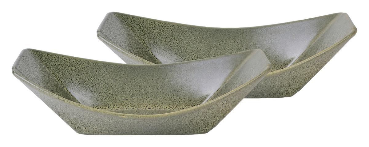 Schüsselset Keramik Grün 2--Teilig. BxH: 24x13,5 cm - Grün, Basics, Keramik (23,5/13,5cm) - Creatable