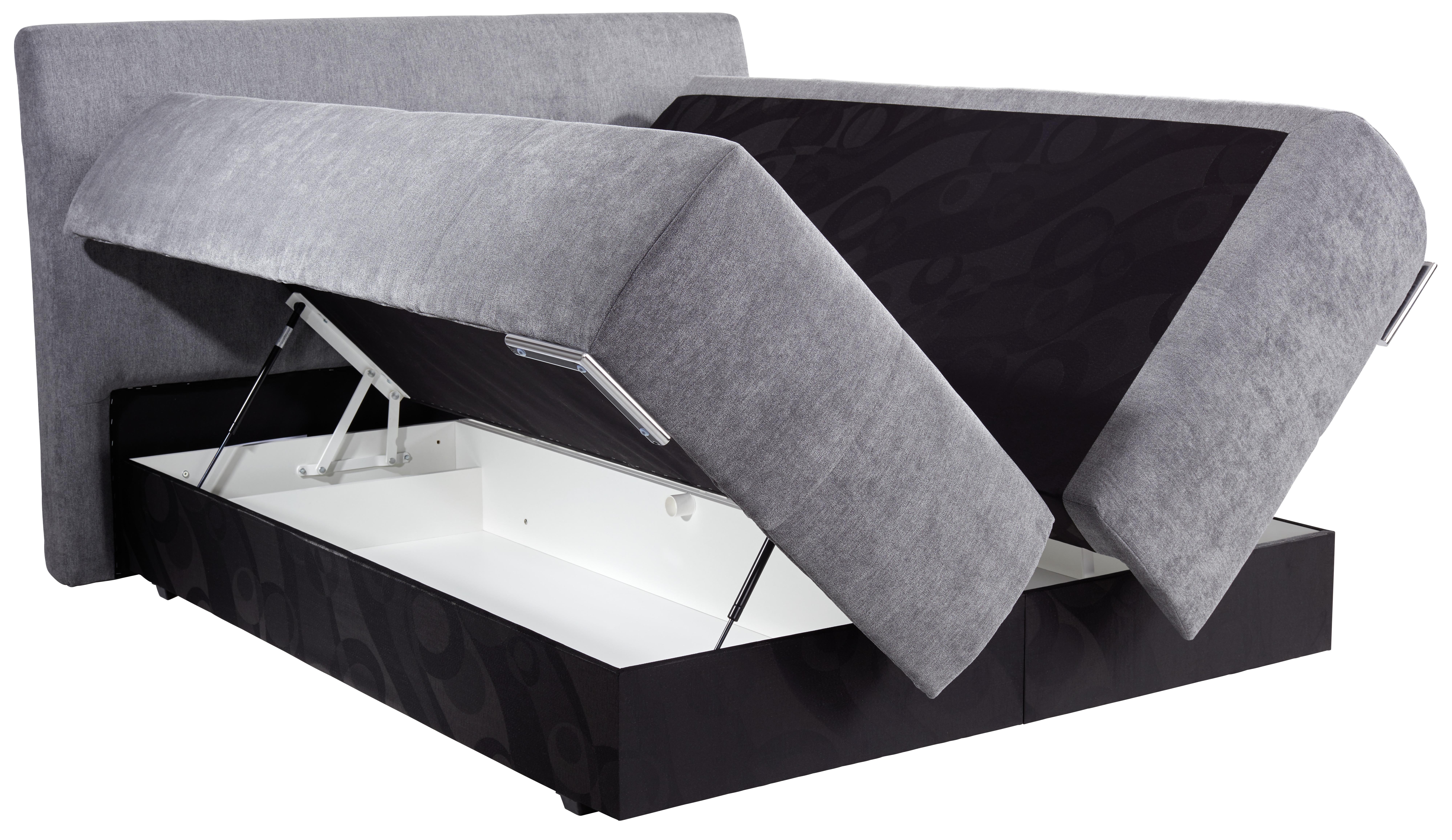 Posteľ Boxspring Penna H2/h3 - antracitová/chrómová, Konvenčný, kov/textil (180/200cm)