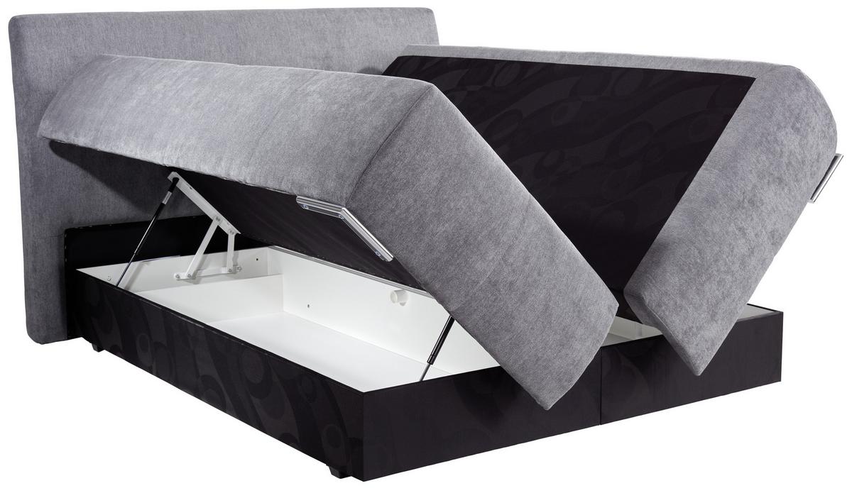 BOXSPRINGOVÁ POSTEĽ PENNA H2/H3 - antracitová/chrómová, Konventionell, kov/textil (180/200cm)