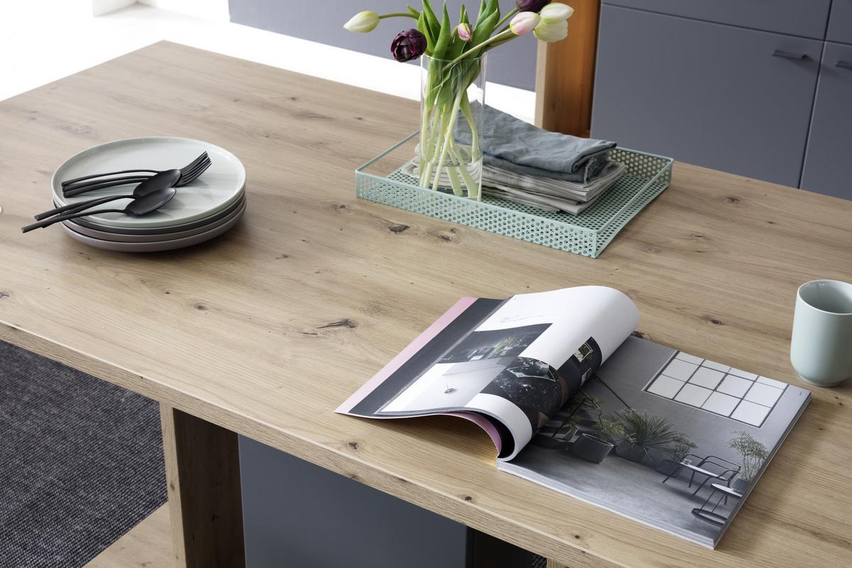 Esstisch Lizzano 160x77 Cm Grau/eiche Dekor - Eichefarben/Grau, Design, Holzwerkstoff (160/77/90cm) - MID.YOU