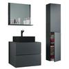 Badmöbel-Set 4-Tlg. Lendas B: 94 cm Anthrazit Dekor - Anthrazit/Schwarz, MODERN, Glas/Keramik (94cm) - MID.YOU