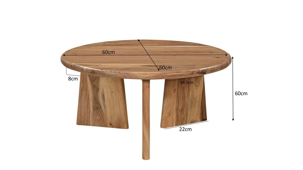 BEISTELLTISCH Akazie Natur B: 60cm - Naturfarben, Design, Holz (60/60/60cm) - MID.YOU