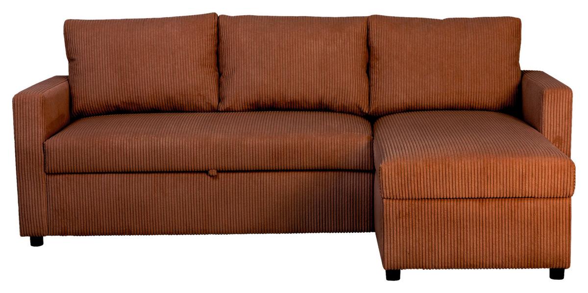 Ecksofa mit Schlaffunktion & Bettkasten Paris Terracotta - Terracotta, Basics, Holz/Holzwerkstoff (215/145cm)