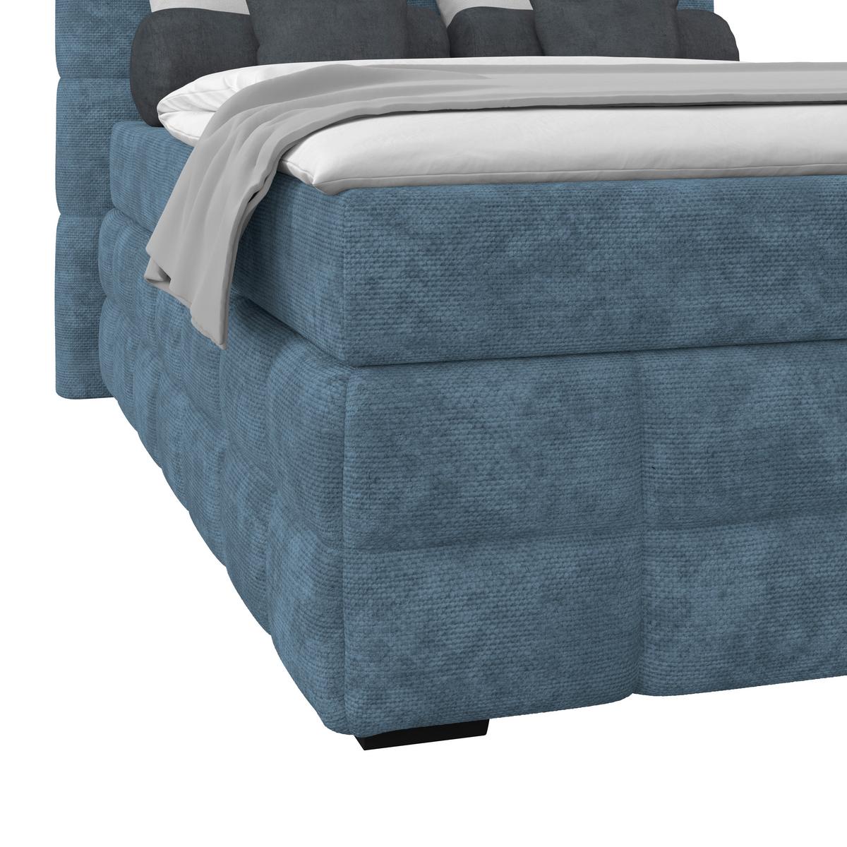 Čalúnená posteľ VEGA 140x200 cm, modrá - modrá/čierna, Trend, drevo/textil (140/200cm)