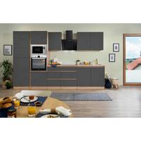 Küchenblock Lorena Küchenblock 335 cm - Grau Hochglanz/Eichefarben, Basics, Holzwerkstoff (335cm) - Respekta