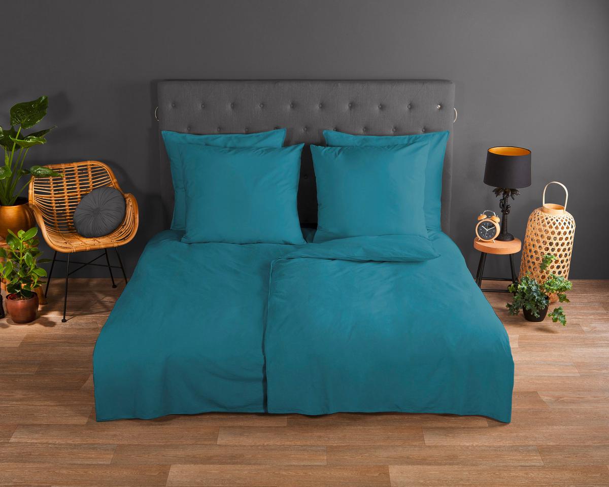 Bettwäsche Uni Blau Türkis 135x200 cm - Türkis, Basics, Textil (135/200cm)