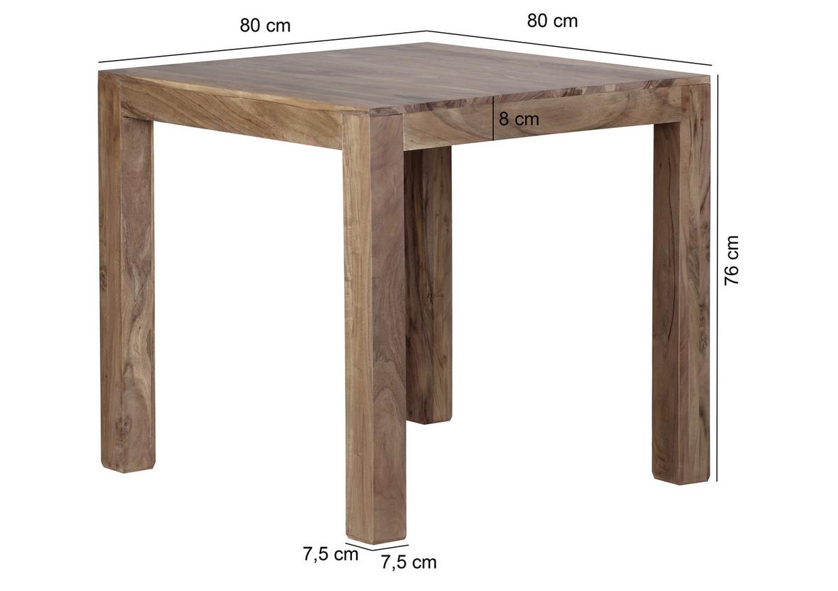 Jídelní stůl Mumbai masív š:80cm - barvy akácie, Moderní, dřevo (80/80/76cm) - MID.YOU