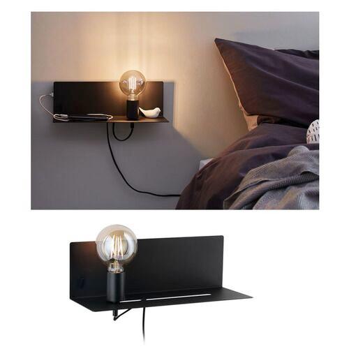 Wandleuchte Devara 1-Flammig mit USB-Anschluss - Schwarz, LIFESTYLE, Metall (40/13cm) - Paulmann