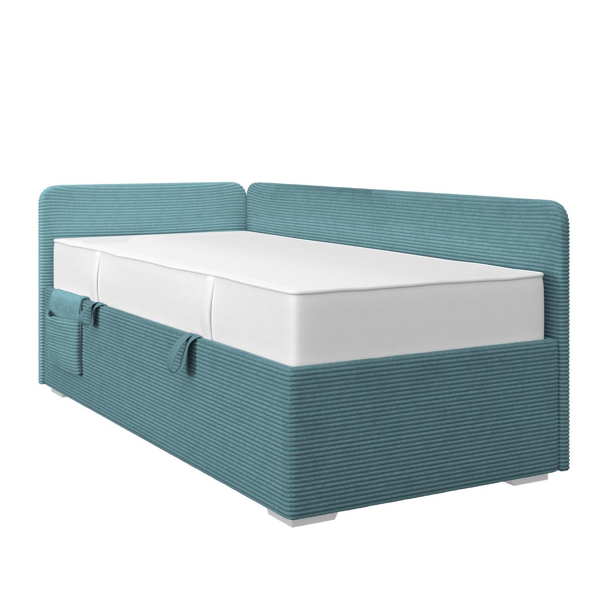 Kárpitozott Ágy Remi 90/200cm - kék/ezüstszínű, Modern, textil/fa (90/200cm)