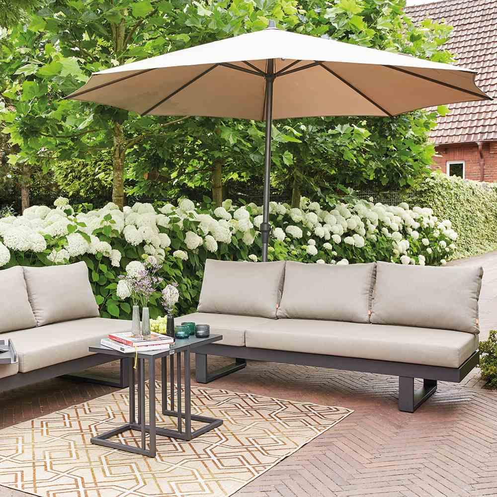 Sonnenschirm Ø 350 cm Anthrazit/Beige - Anthrazit/Beige, KONVENTIONELL, Textil/Metall (350/350cm) - Siena Garden