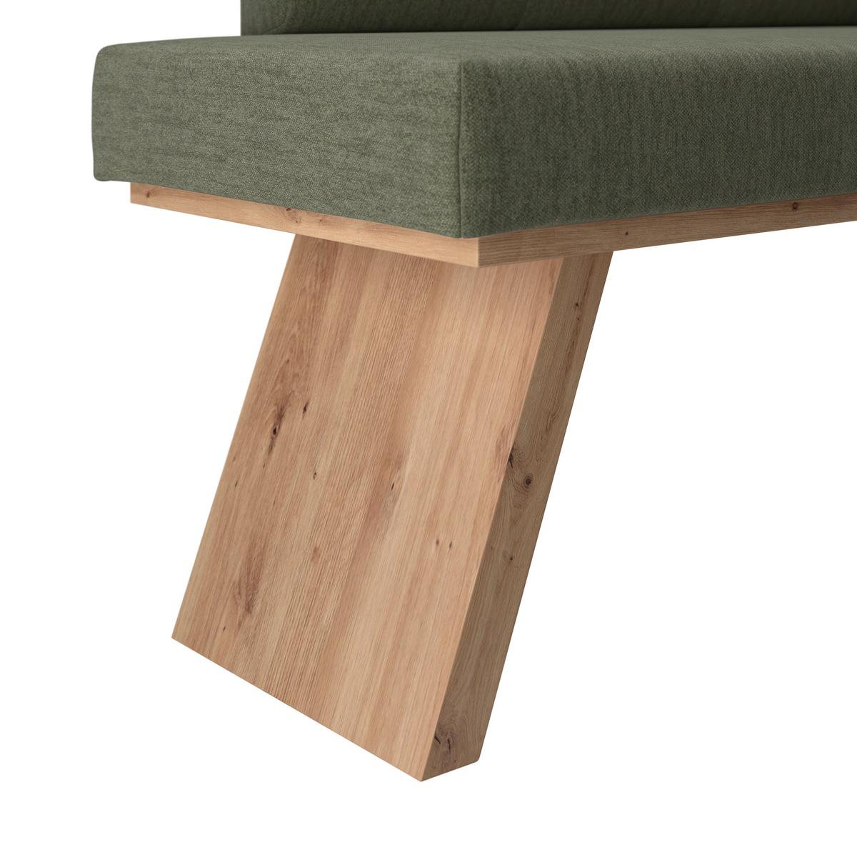 Eckbank Emma Ii Webstoff Grün, B: 160 Cm - Eichefarben/Grün, KONVENTIONELL, Holzwerkstoff/Textil (160/140cm)