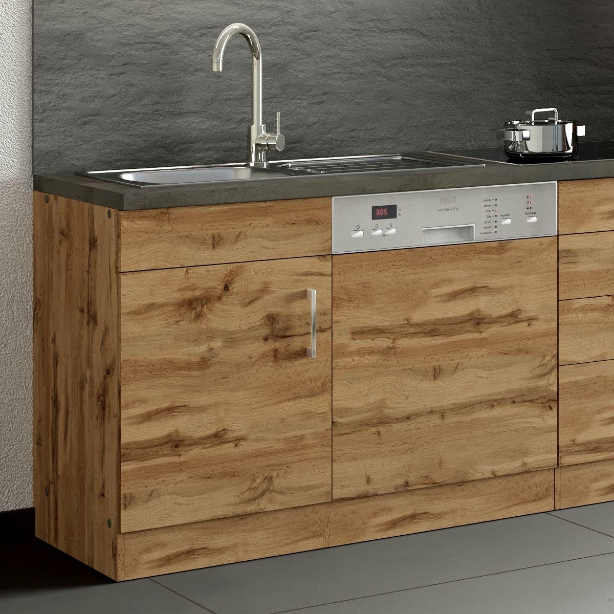 Spülenschrank Mit Spüle B: 110cm Eiche Dekor/Anthrazit - Eichefarben, MODERN, Holzwerkstoff (110/85/60cm) - Held