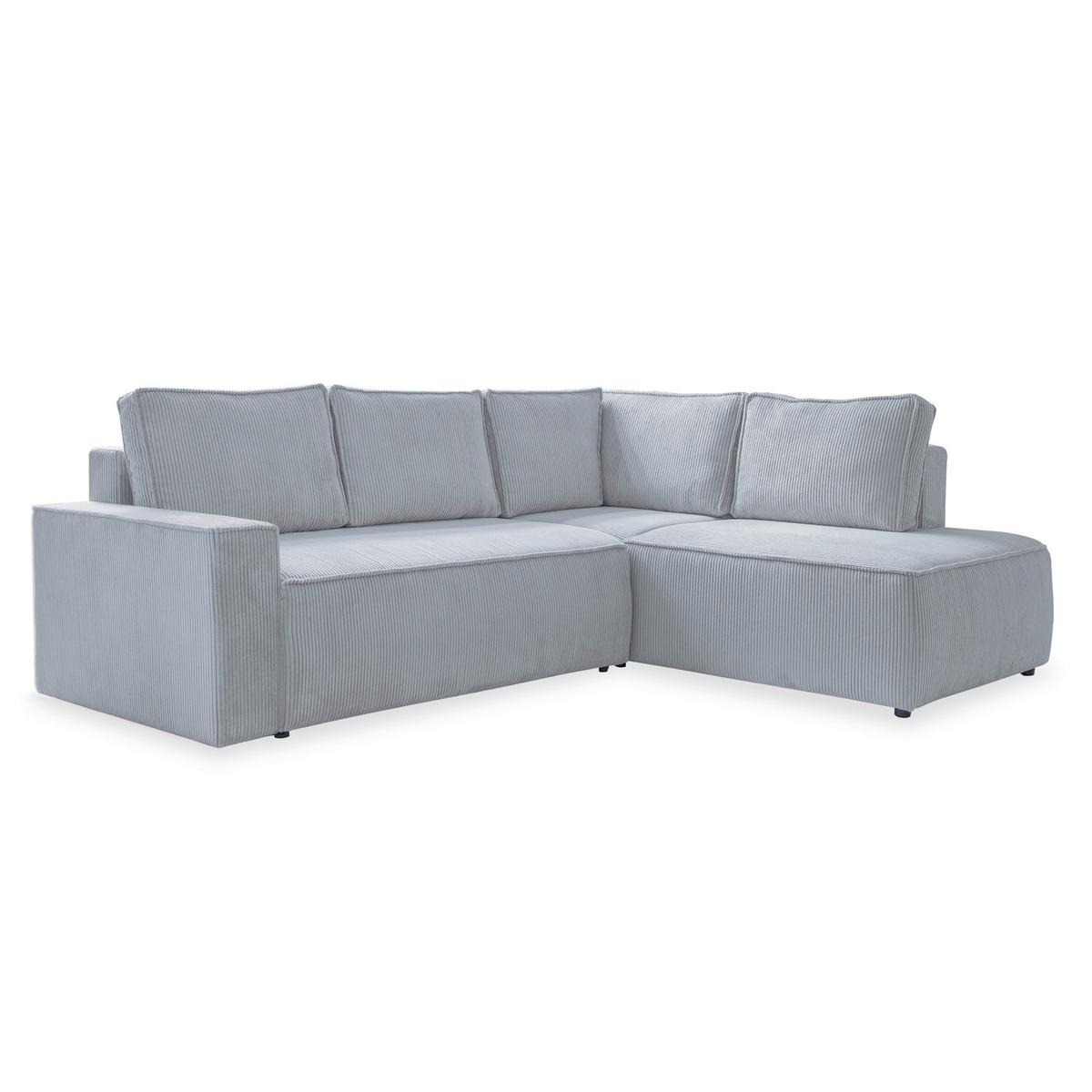 Sedačka OLIVER, pravá, svetlosivá farba - čierna/svetlosivá, Design, textil/plast (247/194cm) - MID.YOU