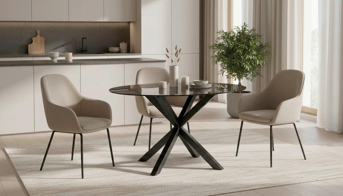 Esstisch Nara Grau/Schwarz D: 119 cm - Schwarz/Grau, MODERN, Glas/Metall (119/75,5cm) - P & B