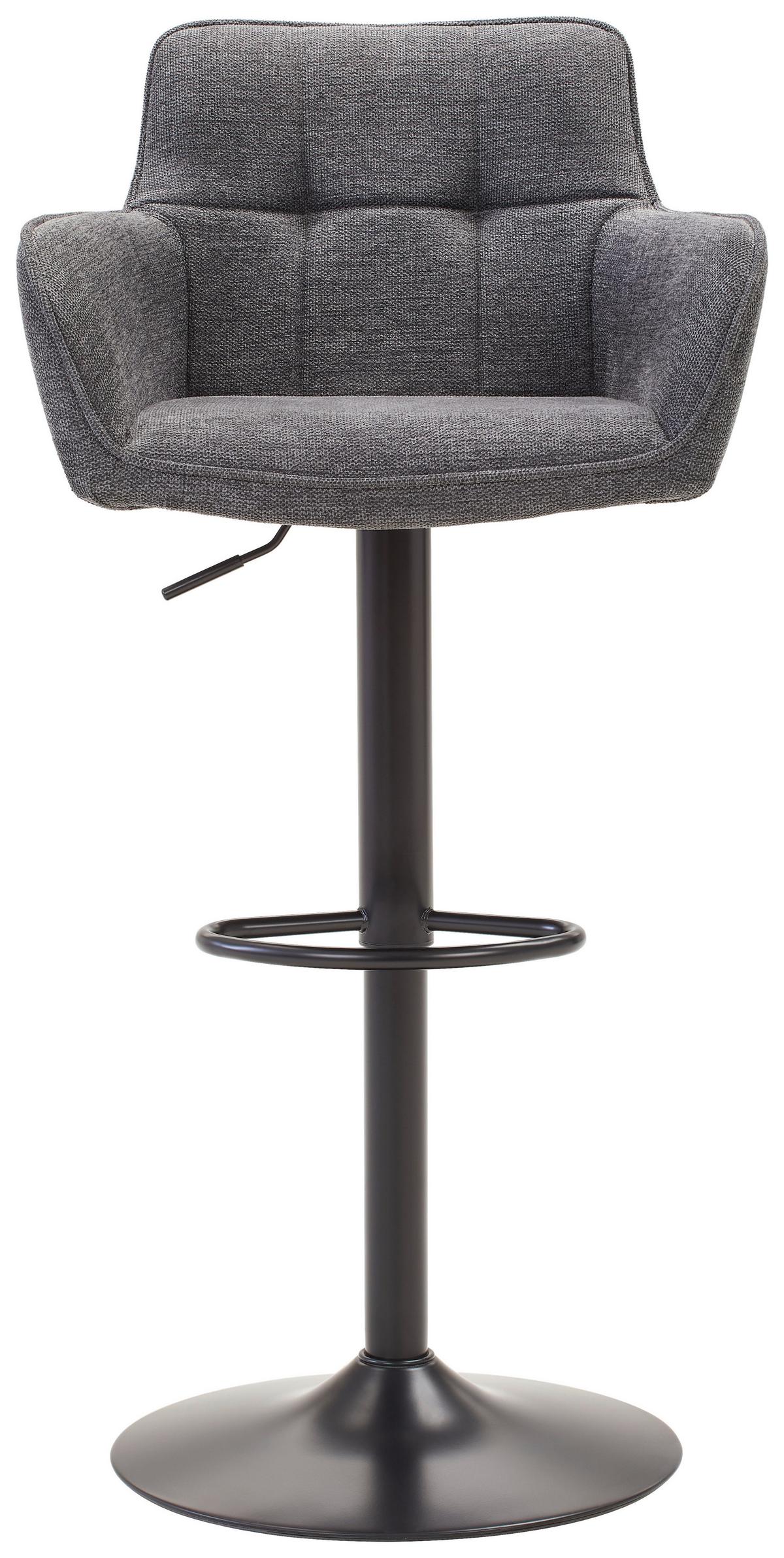 Barhocker Luigi Grau höhenverstellbar, B: 54,5 cm - Schwarz/Grau, MODERN, Textil/Metall (54,5/111,5/51,5cm) - Livetastic