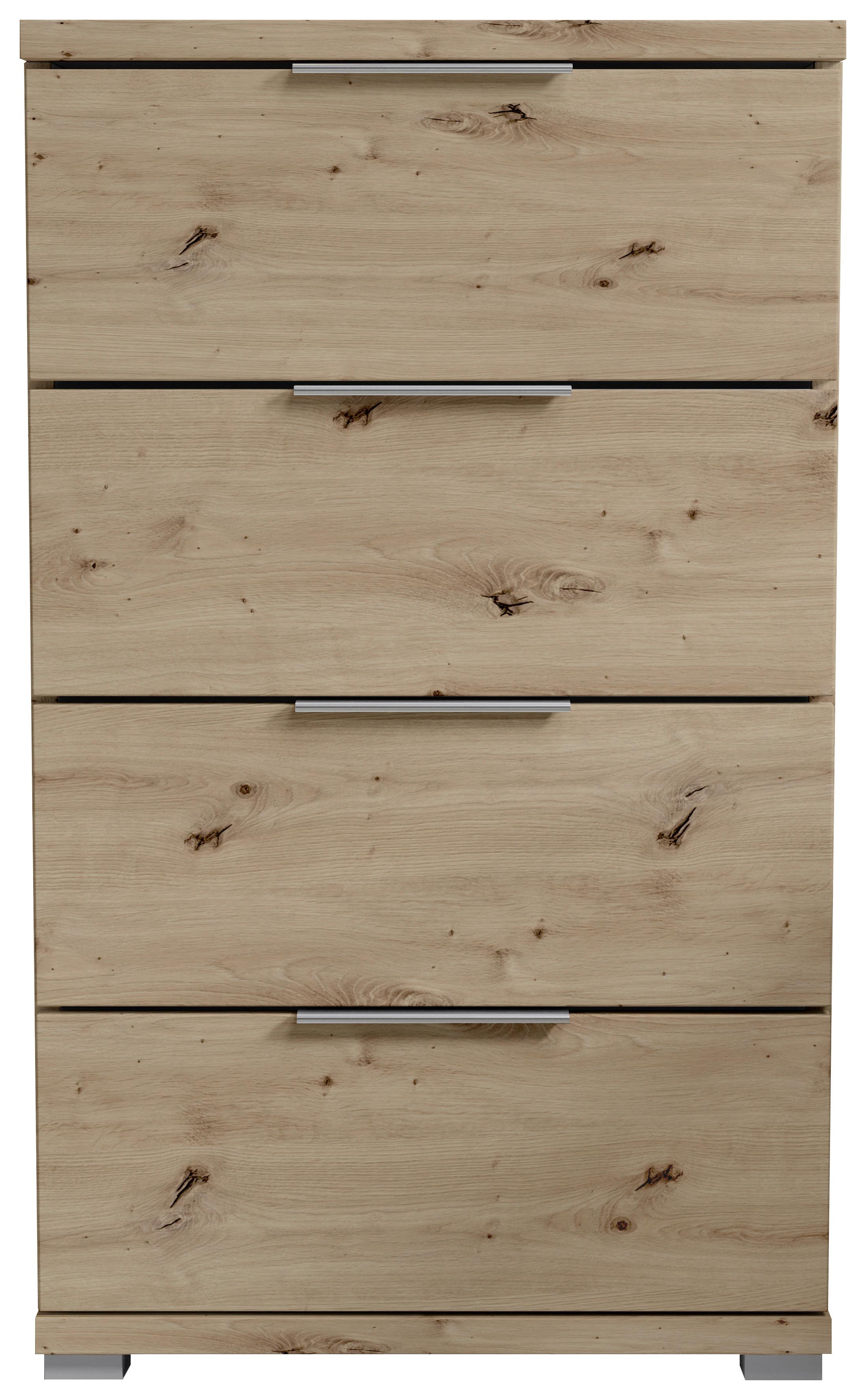 Nachtkästchen Smilla 4l E - Alufarben/Eiche Artisan, KONVENTIONELL, Holzwerkstoff (46/79/42cm)