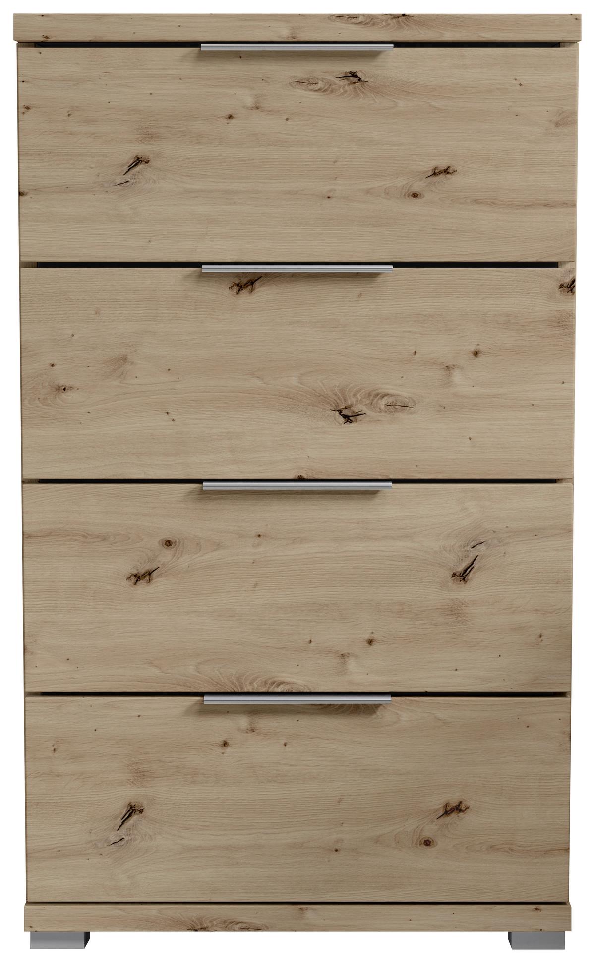 Nachtkästchen Smilla 4l E - Alufarben/Eiche Artisan, KONVENTIONELL, Holzwerkstoff (46/79/42cm)